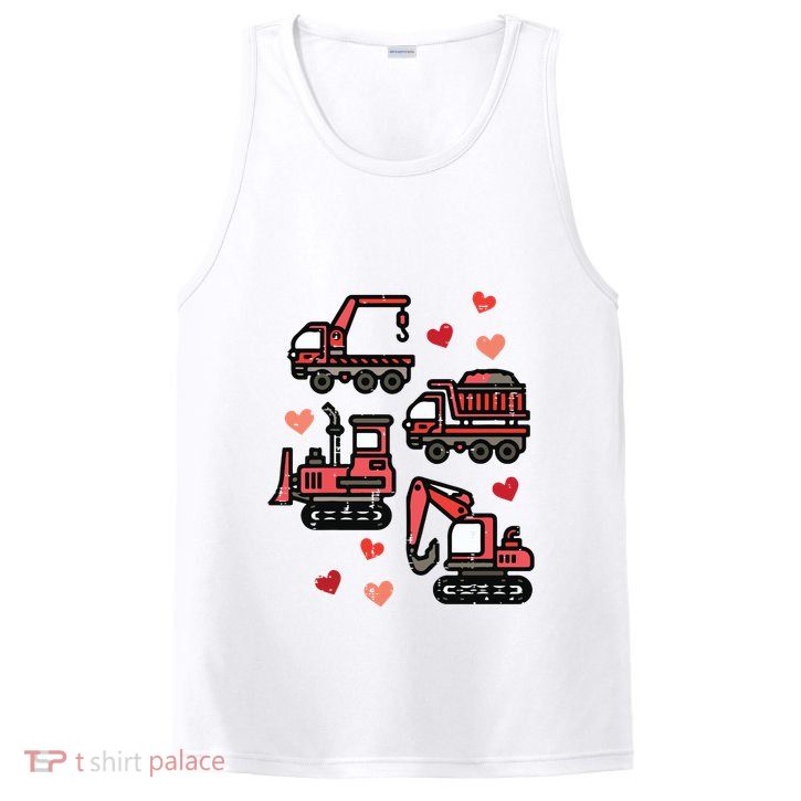 Valentines Day Construction Trucks Funny PosiCharge Competitor Tank