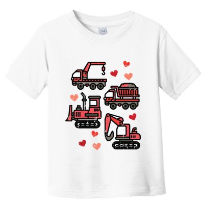 Valentines Day Construction Trucks Funny Toddler T-Shirt