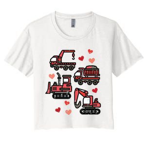 Valentines Day Construction Trucks Funny Women's Crop Top Tee