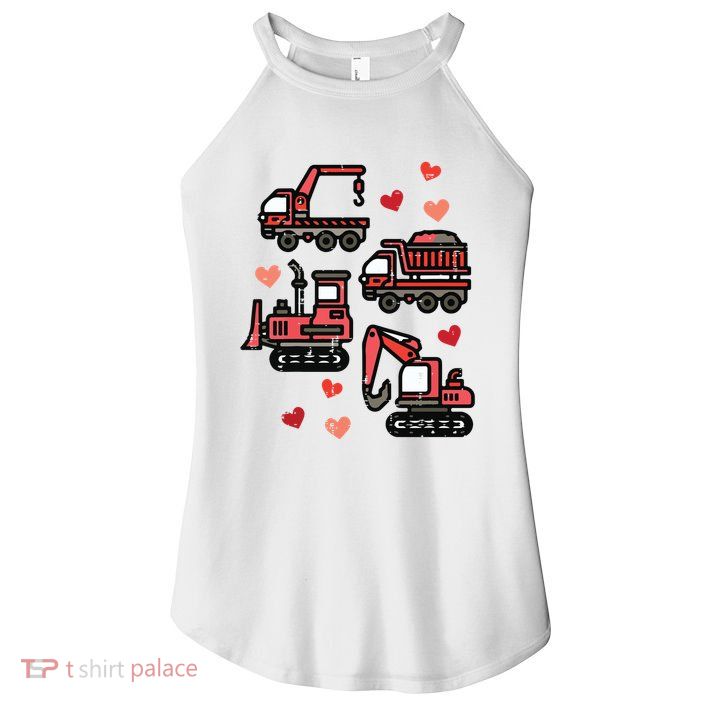 Valentines Day Construction Trucks Funny Women's Perfect Tri Rocker Tank