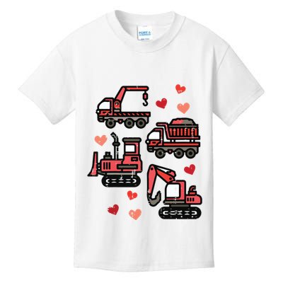 Valentines Day Construction Trucks Funny Kids T-Shirt