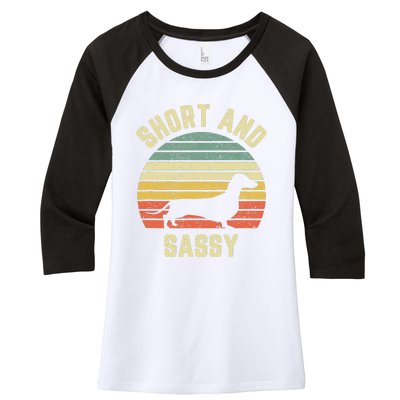 Vintage Dachshund Cute Funny Weiner Dog Short Sassy Women's Tri-Blend 3/4-Sleeve Raglan Shirt