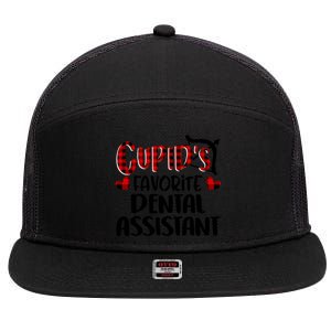 Valentines Day Cupid Favorite Dental Assistant Buffalo Plaid Funny Gift 7 Panel Mesh Trucker Snapback Hat