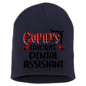 Valentines Day Cupid Favorite Dental Assistant Buffalo Plaid Funny Gift Short Acrylic Beanie