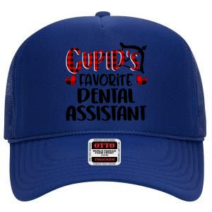 Valentines Day Cupid Favorite Dental Assistant Buffalo Plaid Funny Gift High Crown Mesh Back Trucker Hat