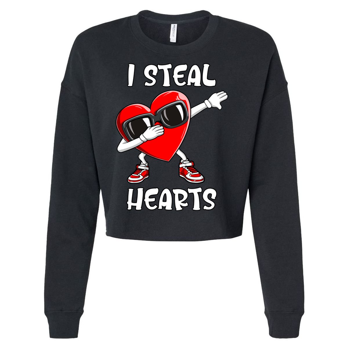 Valentines Day Cool Gift Love Dabbing Heart Great Gift Cropped Pullover Crew