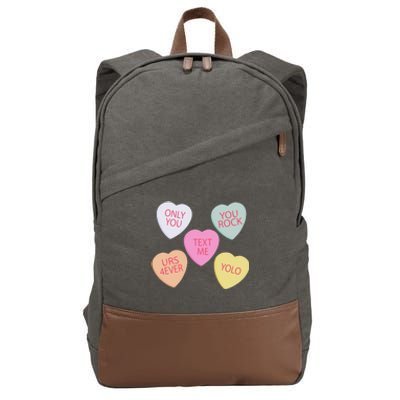 Valentine's Day, Conversation Hearts, Funny Valentine's Day Cotton Canvas Backpack