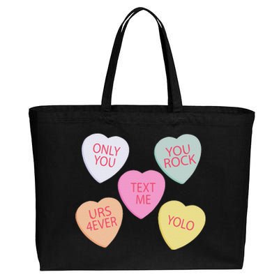 Valentine's Day, Conversation Hearts, Funny Valentine's Day Cotton Canvas Jumbo Tote