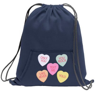 Valentine's Day, Conversation Hearts, Funny Valentine's Day Sweatshirt Cinch Pack Bag