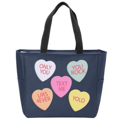 Valentine's Day, Conversation Hearts, Funny Valentine's Day Zip Tote Bag