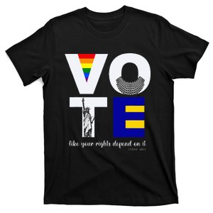 Vote Dissent Collar Statue Of Liberty Pride Flag Equality T-Shirt