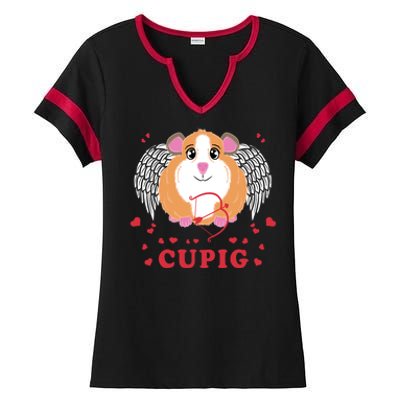 Valentine's Day Cupig Gift Cute Guinea Pig Lover Cupid Pun Gift Ladies Halftime Notch Neck Tee