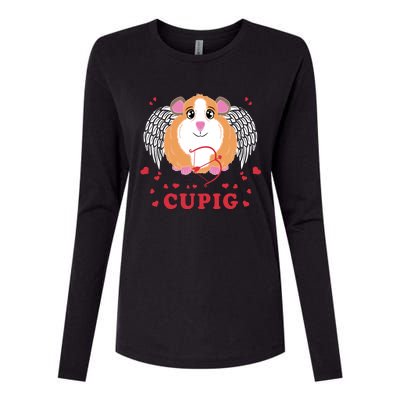 Valentine's Day Cupig Gift Cute Guinea Pig Lover Cupid Pun Gift Womens Cotton Relaxed Long Sleeve T-Shirt