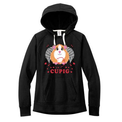 Valentine's Day Cupig Gift Cute Guinea Pig Lover Cupid Pun Gift Women's Fleece Hoodie