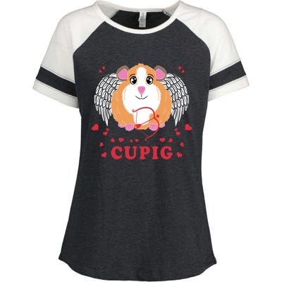 Valentine's Day Cupig Gift Cute Guinea Pig Lover Cupid Pun Gift Enza Ladies Jersey Colorblock Tee