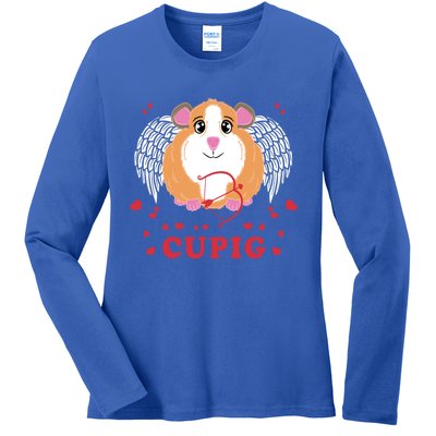 Valentine's Day Cupig Gift Cute Guinea Pig Lover Cupid Pun Gift Ladies Long Sleeve Shirt