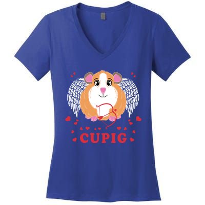 Valentine's Day Cupig Gift Cute Guinea Pig Lover Cupid Pun Gift Women's V-Neck T-Shirt