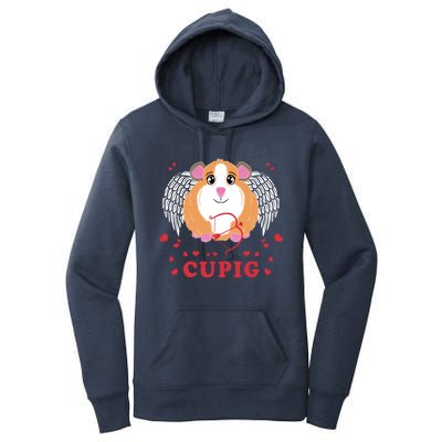 Valentine's Day Cupig Gift Cute Guinea Pig Lover Cupid Pun Gift Women's Pullover Hoodie