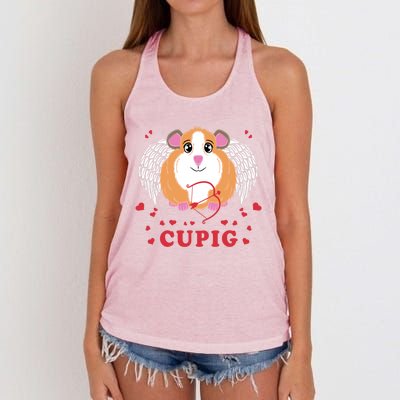 Valentine's Day Cupig Gift Cute Guinea Pig Lover Cupid Pun Gift Women's Knotted Racerback Tank