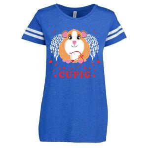 Valentine's Day Cupig Gift Cute Guinea Pig Lover Cupid Pun Gift Enza Ladies Jersey Football T-Shirt