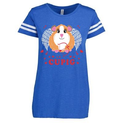 Valentine's Day Cupig Gift Cute Guinea Pig Lover Cupid Pun Gift Enza Ladies Jersey Football T-Shirt