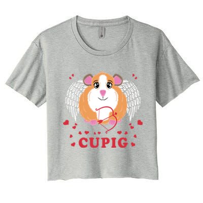 Valentine's Day Cupig Gift Cute Guinea Pig Lover Cupid Pun Gift Women's Crop Top Tee