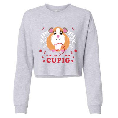 Valentine's Day Cupig Gift Cute Guinea Pig Lover Cupid Pun Gift Cropped Pullover Crew