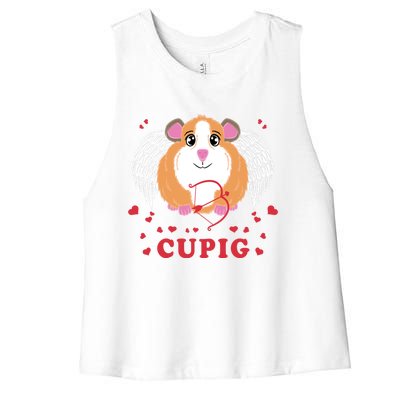 Valentine's Day Cupig Gift Cute Guinea Pig Lover Cupid Pun Gift Women's Racerback Cropped Tank