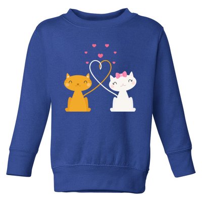 Valentine's Day Cat Kitten Couple Heart Tail Kitty In Love Gift Toddler Sweatshirt