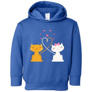 Valentine's Day Cat Kitten Couple Heart Tail Kitty In Love Gift Toddler Hoodie