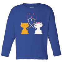 Valentine's Day Cat Kitten Couple Heart Tail Kitty In Love Gift Toddler Long Sleeve Shirt