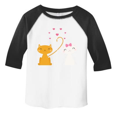 Valentine's Day Cat Kitten Couple Heart Tail Kitty In Love Gift Toddler Fine Jersey T-Shirt