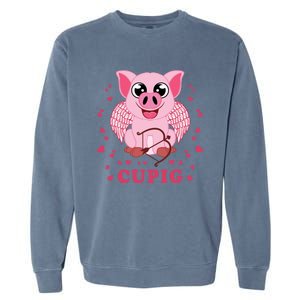 Valentine's Day Cupig Funny Gift Cute Pig Lover Cupid Pun Great Gift Garment-Dyed Sweatshirt