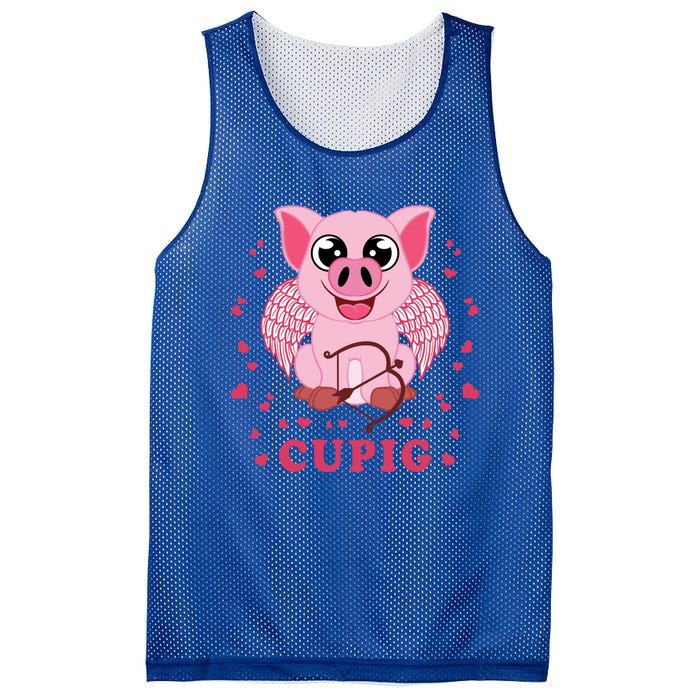 Valentine's Day Cupig Funny Gift Cute Pig Lover Cupid Pun Great Gift Mesh Reversible Basketball Jersey Tank