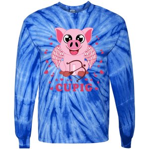 Valentine's Day Cupig Funny Gift Cute Pig Lover Cupid Pun Great Gift Tie-Dye Long Sleeve Shirt