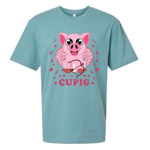 Valentine's Day Cupig Funny Gift Cute Pig Lover Cupid Pun Great Gift Sueded Cloud Jersey T-Shirt