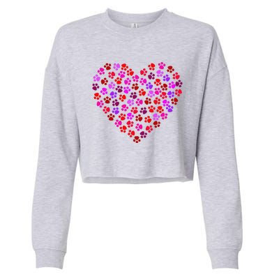 Valentines Day Cat & Dog Paws Cropped Pullover Crew