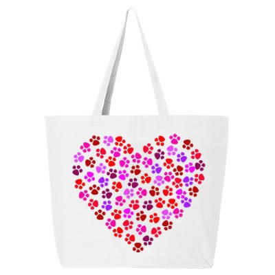 Valentines Day Cat & Dog Paws 25L Jumbo Tote