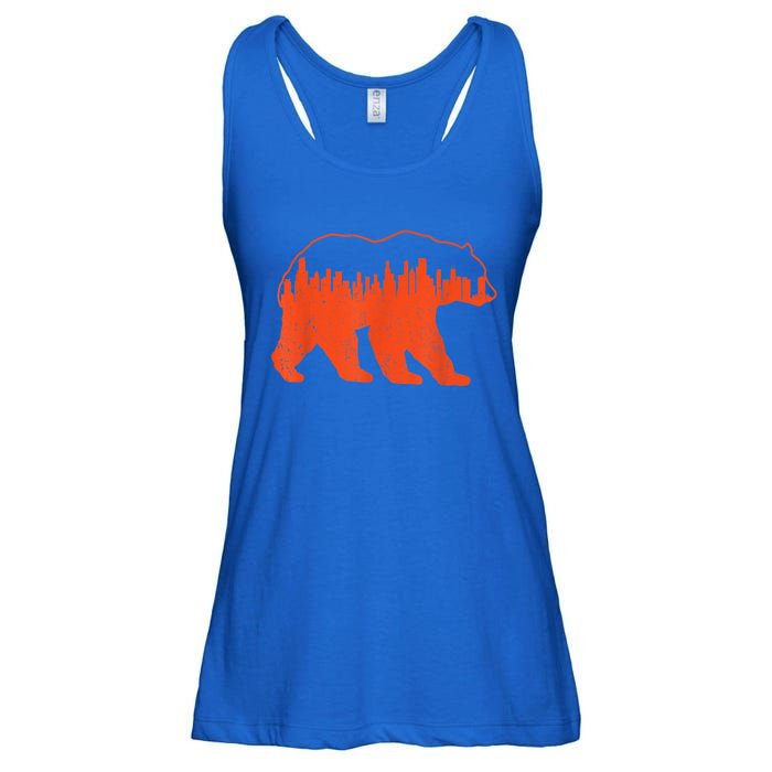 Vintage Downtown Chicago City Skyline Walkingbear Novelty Gift Ladies Essential Flowy Tank