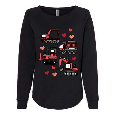 Valentines Day Construction Trucks Funny Womens California Wash Sweatshirt