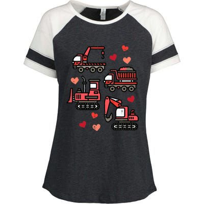 Valentines Day Construction Trucks Funny Enza Ladies Jersey Colorblock Tee