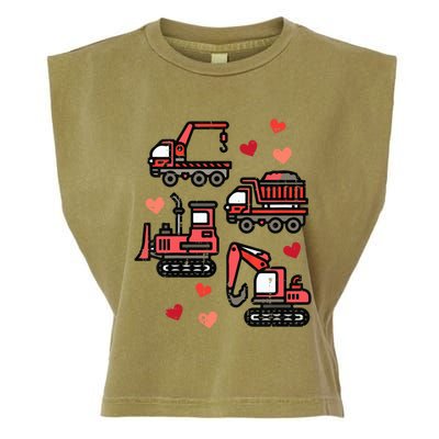 Valentines Day Construction Trucks Funny Garment-Dyed Women's Muscle Tee