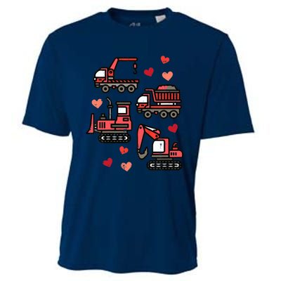 Valentines Day Construction Trucks Funny Cooling Performance Crew T-Shirt