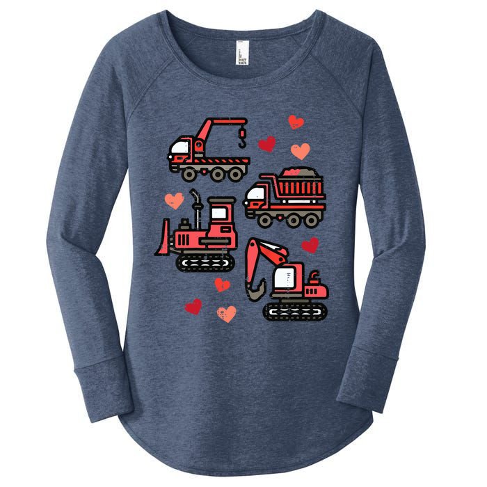 Valentines Day Construction Trucks Funny Women's Perfect Tri Tunic Long Sleeve Shirt