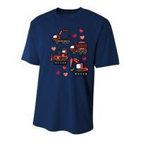 Valentines Day Construction Trucks Funny Youth Performance Sprint T-Shirt