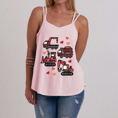 Valentines Day Construction Trucks Funny Women's Strappy Tank