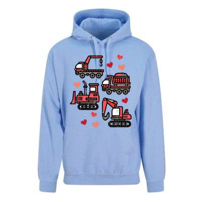 Valentines Day Construction Trucks Funny Unisex Surf Hoodie