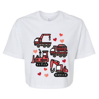 Valentines Day Construction Trucks Funny Bella+Canvas Jersey Crop Tee