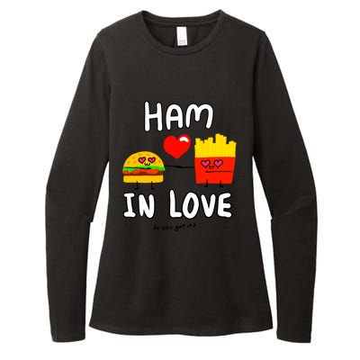 Valentine's Day Cute Rotic Hamburger Love Fries Couple Gift Womens CVC Long Sleeve Shirt