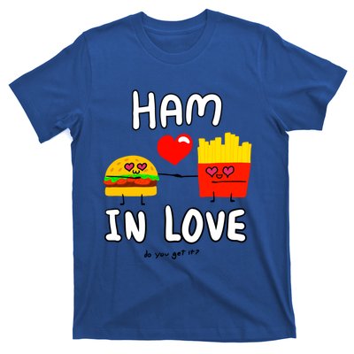 Valentine's Day Cute Rotic Hamburger Love Fries Couple Gift T-Shirt